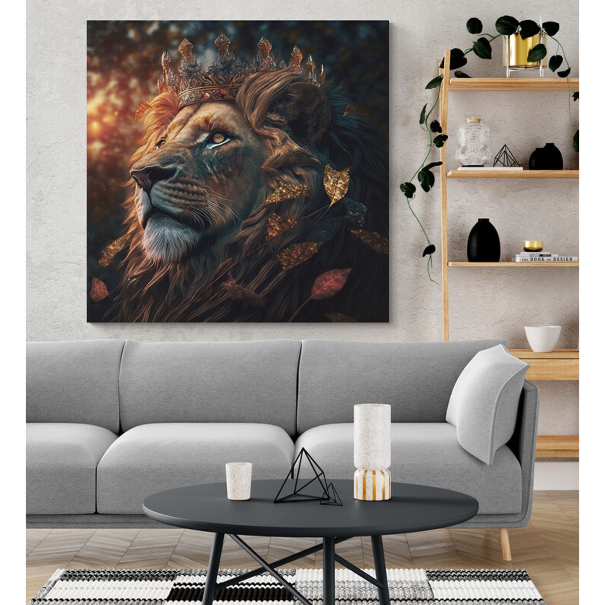 TAYRONA STORE - Cuadro En Lienzo Para La Sala Leon Colores 099 60x60cm