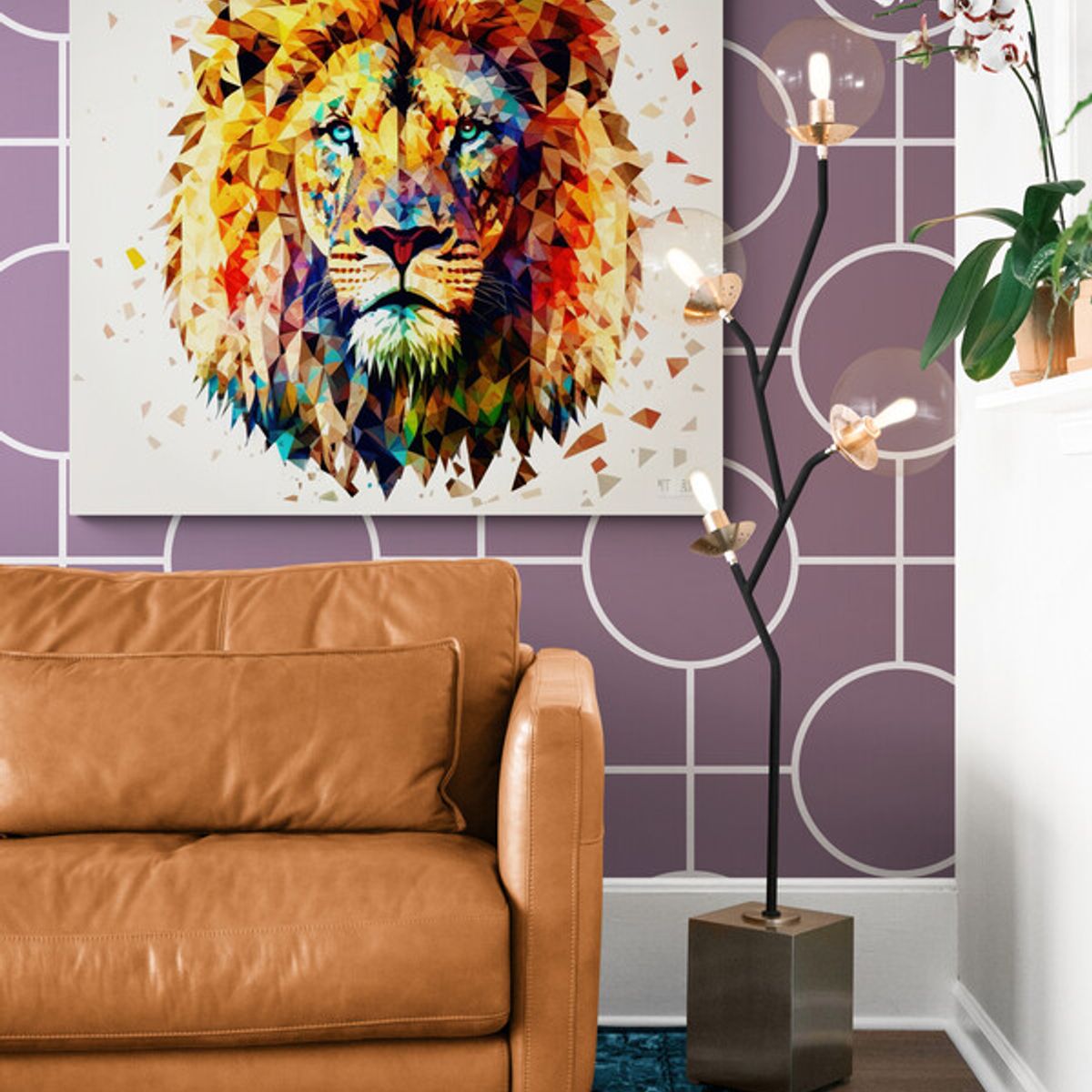 TAYRONA STORE - Cuadro En Lienzo Para La Sala Leon Colores 149 60x60cm