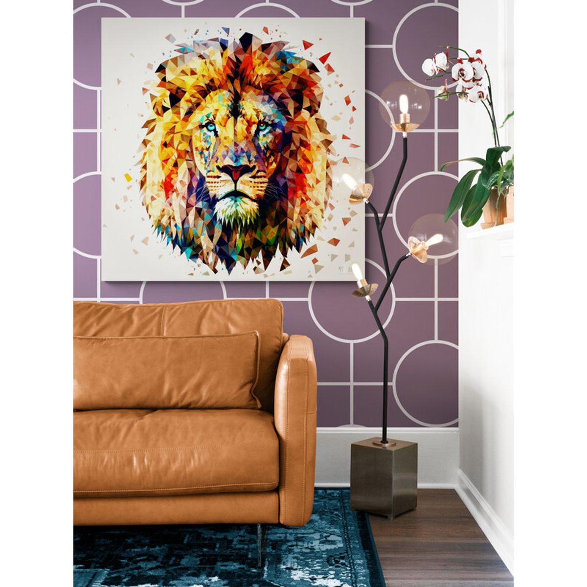 TAYRONA STORE - Cuadro En Lienzo Para La Sala Leon Colores 149 60x60cm