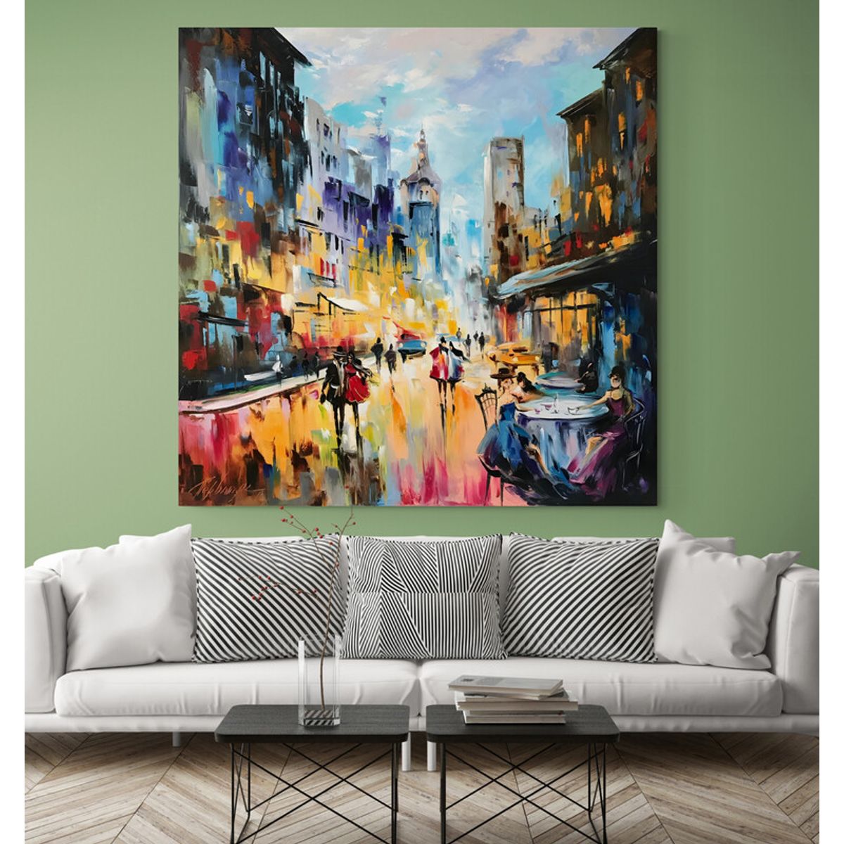 TAYRONA STORE - Cuadro En Lienzo Para La Sala Pintura Ciudad 089 50x50cm