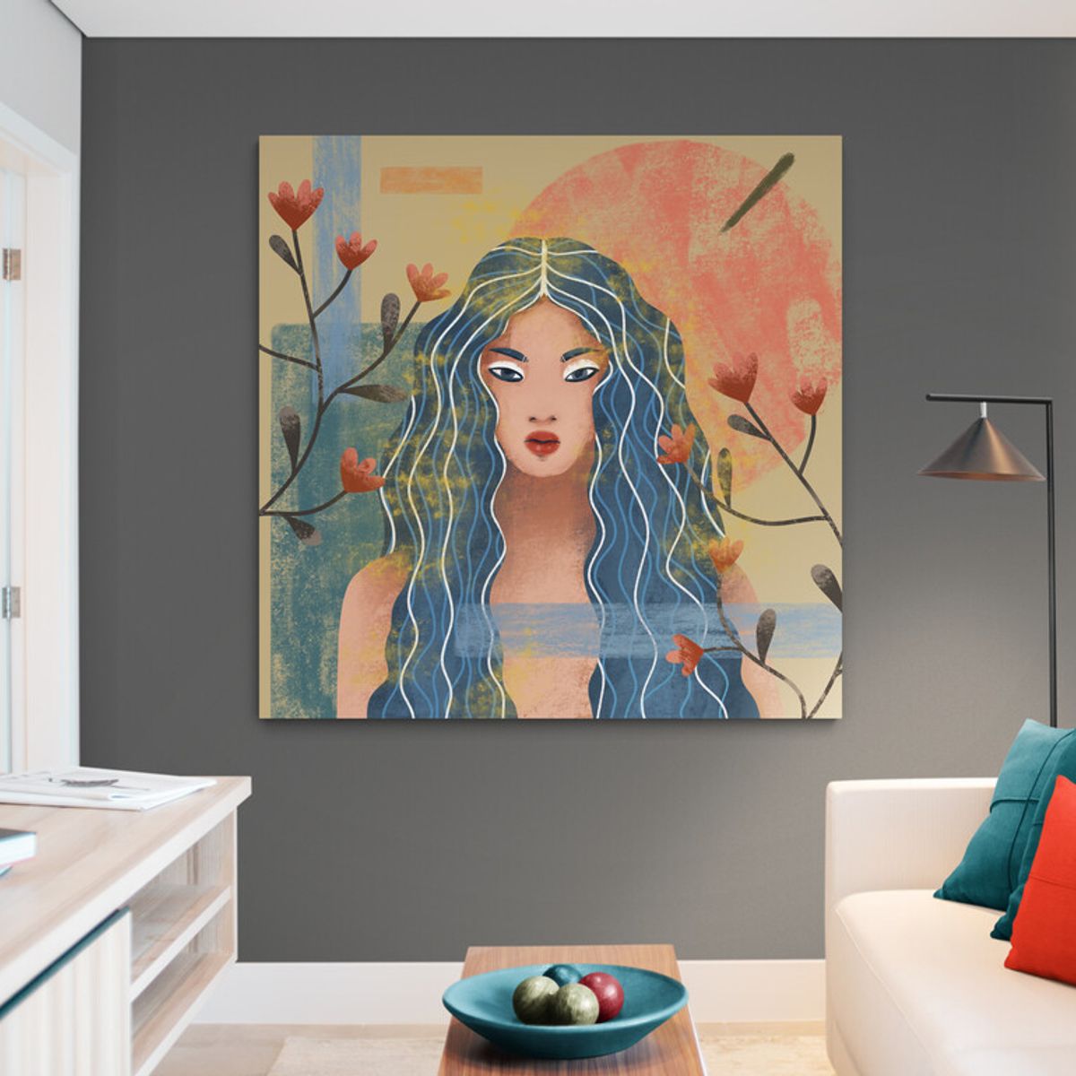 TAYRONA STORE - Cuadro En Lienzo Para La Sala Pintura Mujer 031 50x50cm