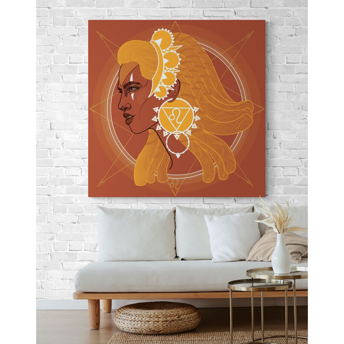 TAYRONA STORE - Cuadro En Lienzo Para La Sala Pintura Mujer 032 60x60cm