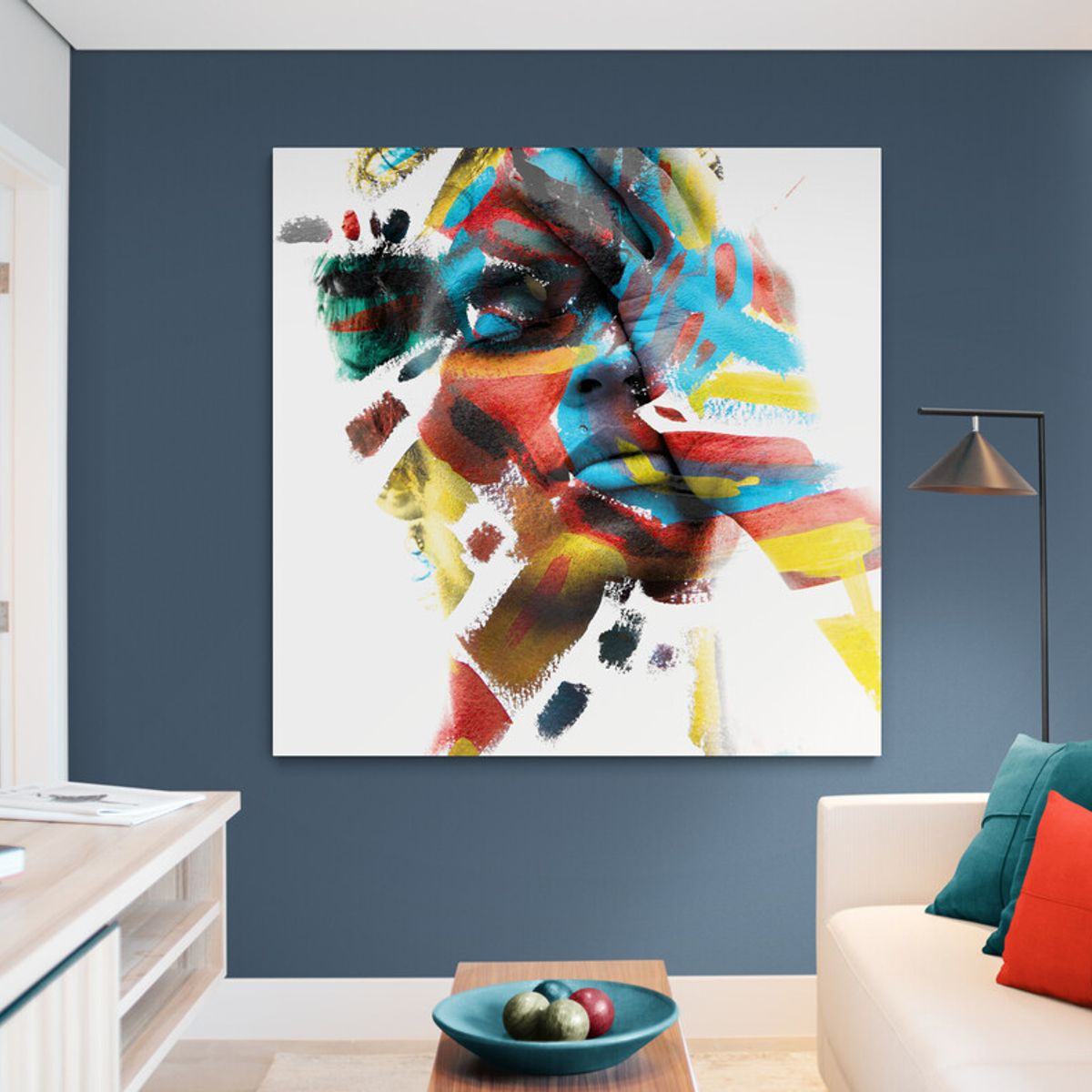 TAYRONA STORE - Cuadro En Lienzo Para La Sala Pintura Mujer 051 100x100cm