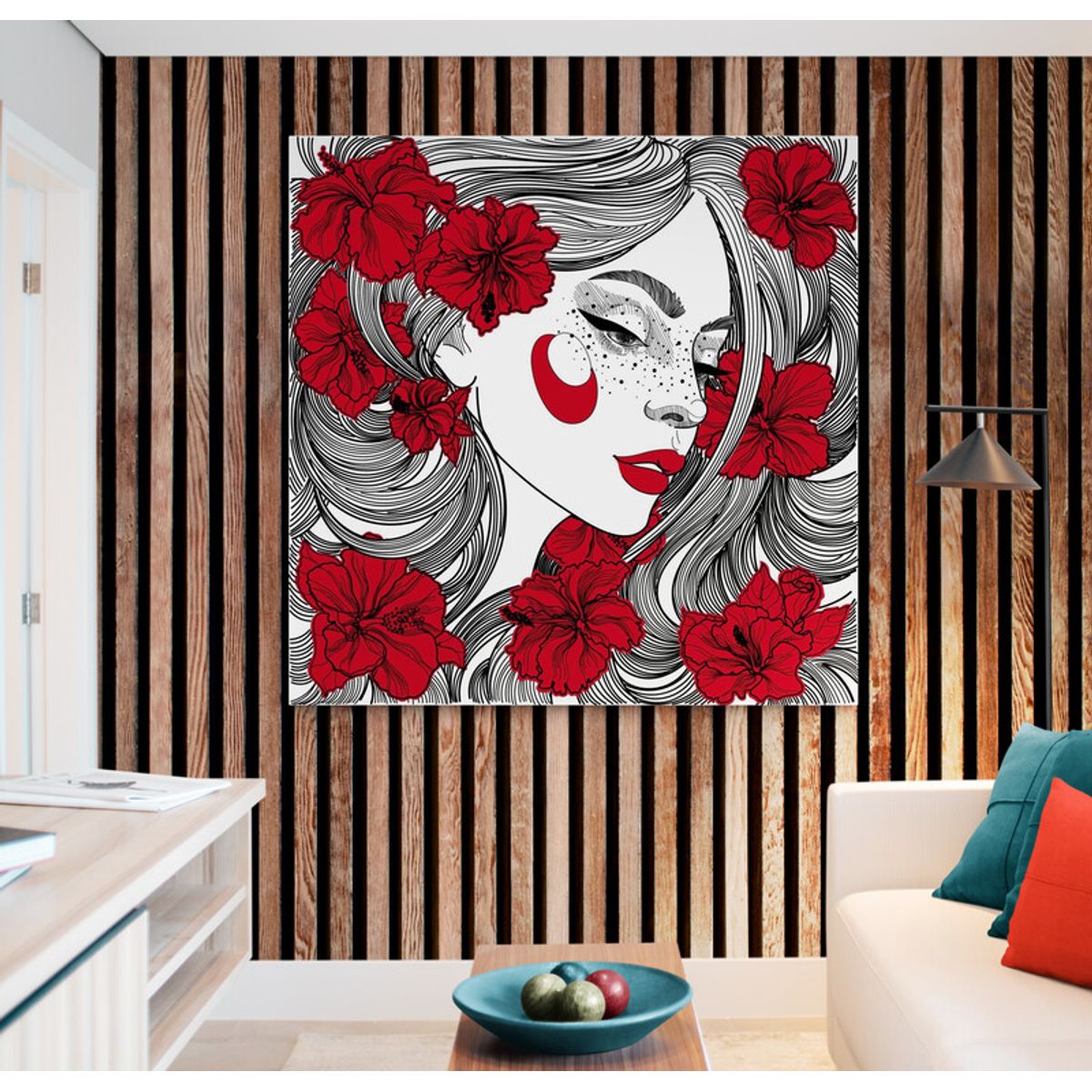 TAYRONA STORE - Cuadro En Lienzo Para La Sala Pintura Mujer 153 60x60cm