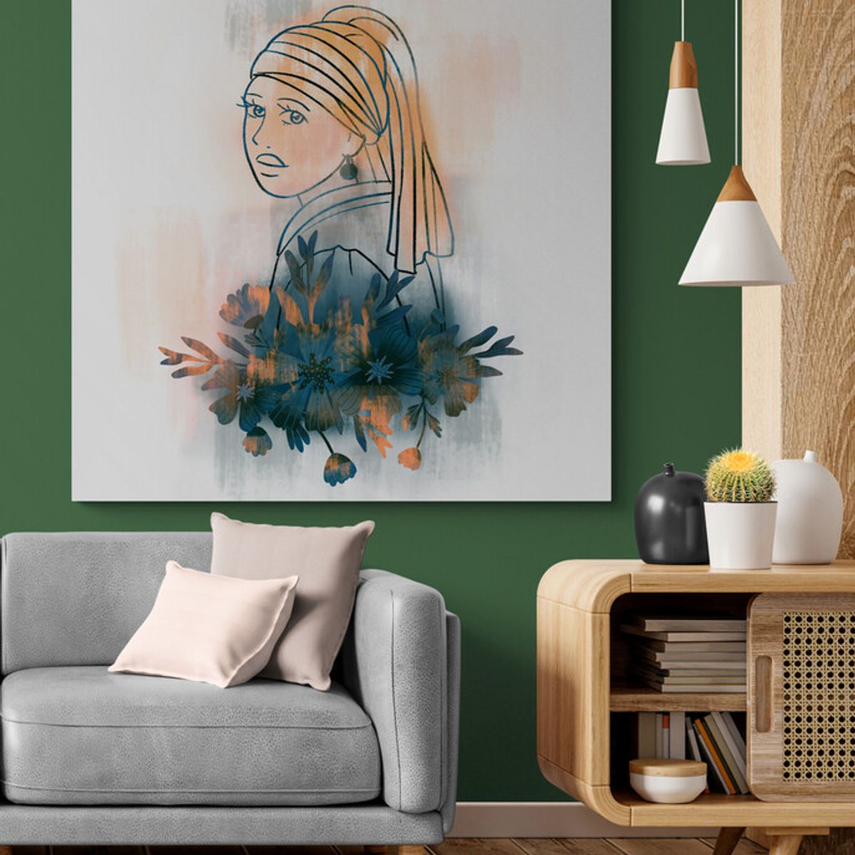 TAYRONA STORE - Cuadro En Lienzo Para La Sala Pintura Mujer 044 60x60cm