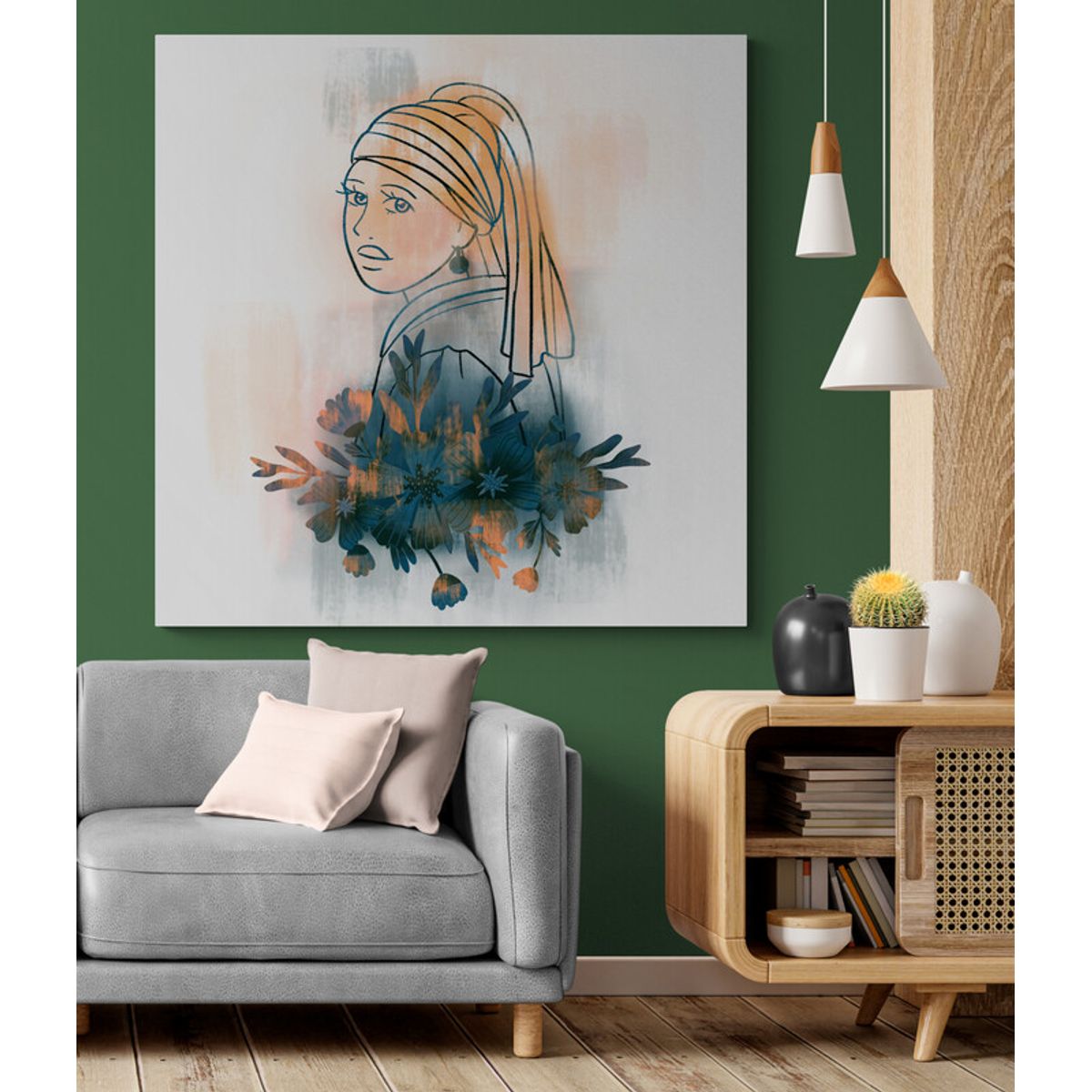 TAYRONA STORE - Cuadro En Lienzo Para La Sala Pintura Mujer 044 60x60cm