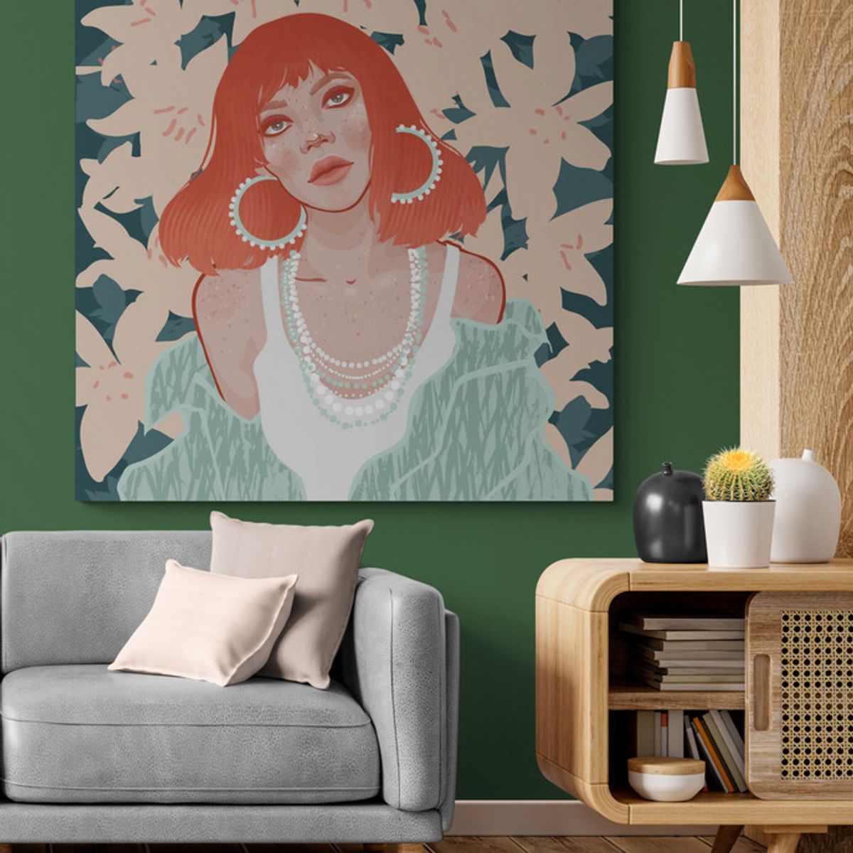 TAYRONA STORE - Cuadro En Lienzo Para La Sala Pintura Mujer 162 60x60cm
