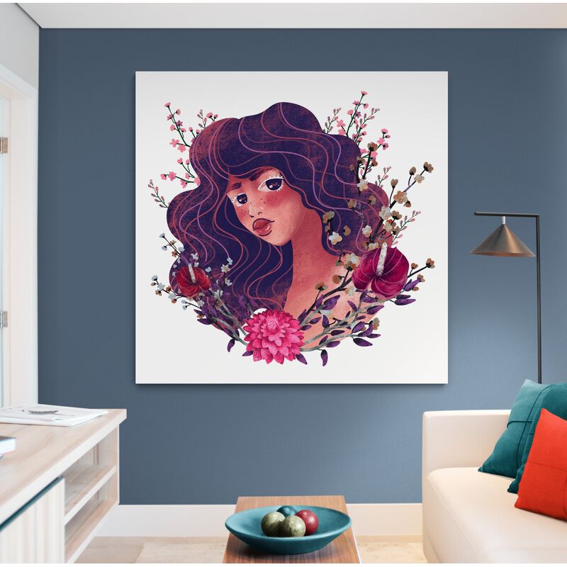 TAYRONA STORE - Cuadro En Lienzo Para La Sala Pintura Mujer 047 100x100cm