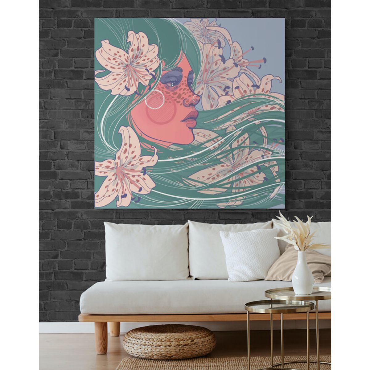 TAYRONA STORE - Cuadro En Lienzo Para La Sala Pintura Mujer 203 50x50cm