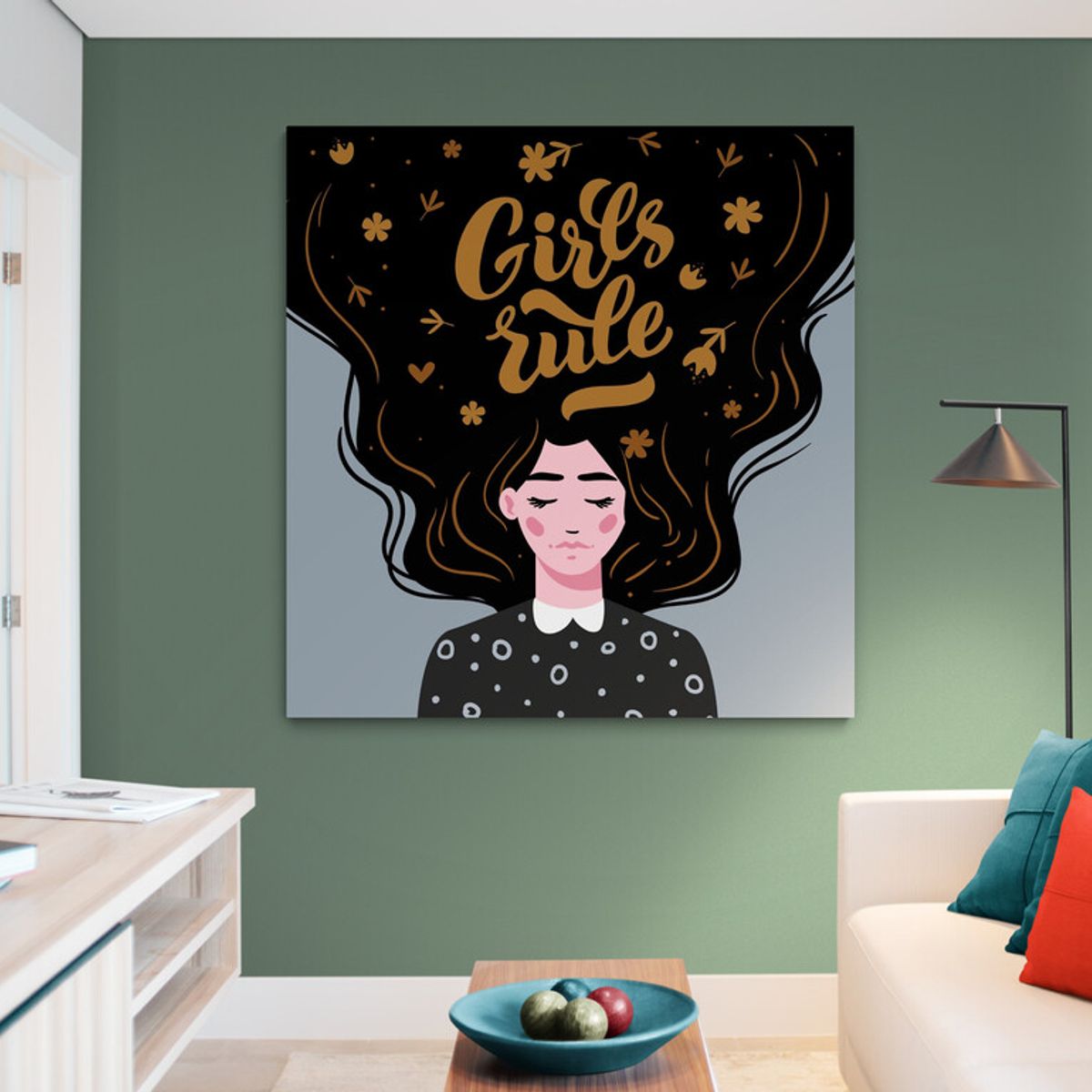 TAYRONA STORE - Cuadro En Lienzo Para La Sala Pintura Mujer 218 50x50cm