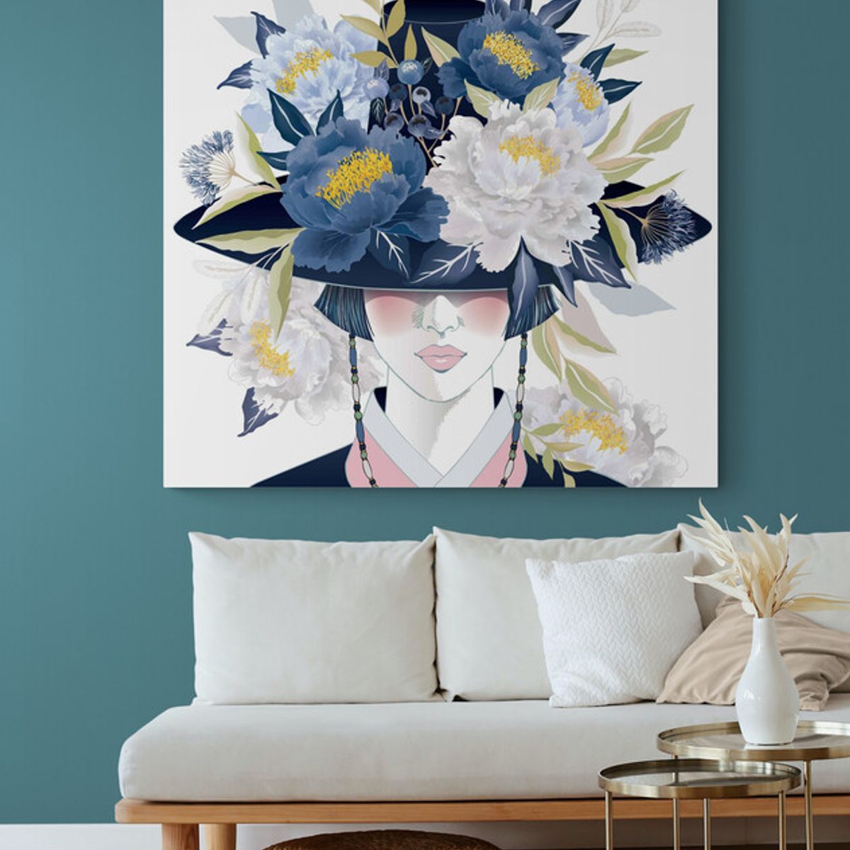 TAYRONA STORE - Cuadro En Lienzo Para La Sala Pintura Mujer 233 90x90cm
