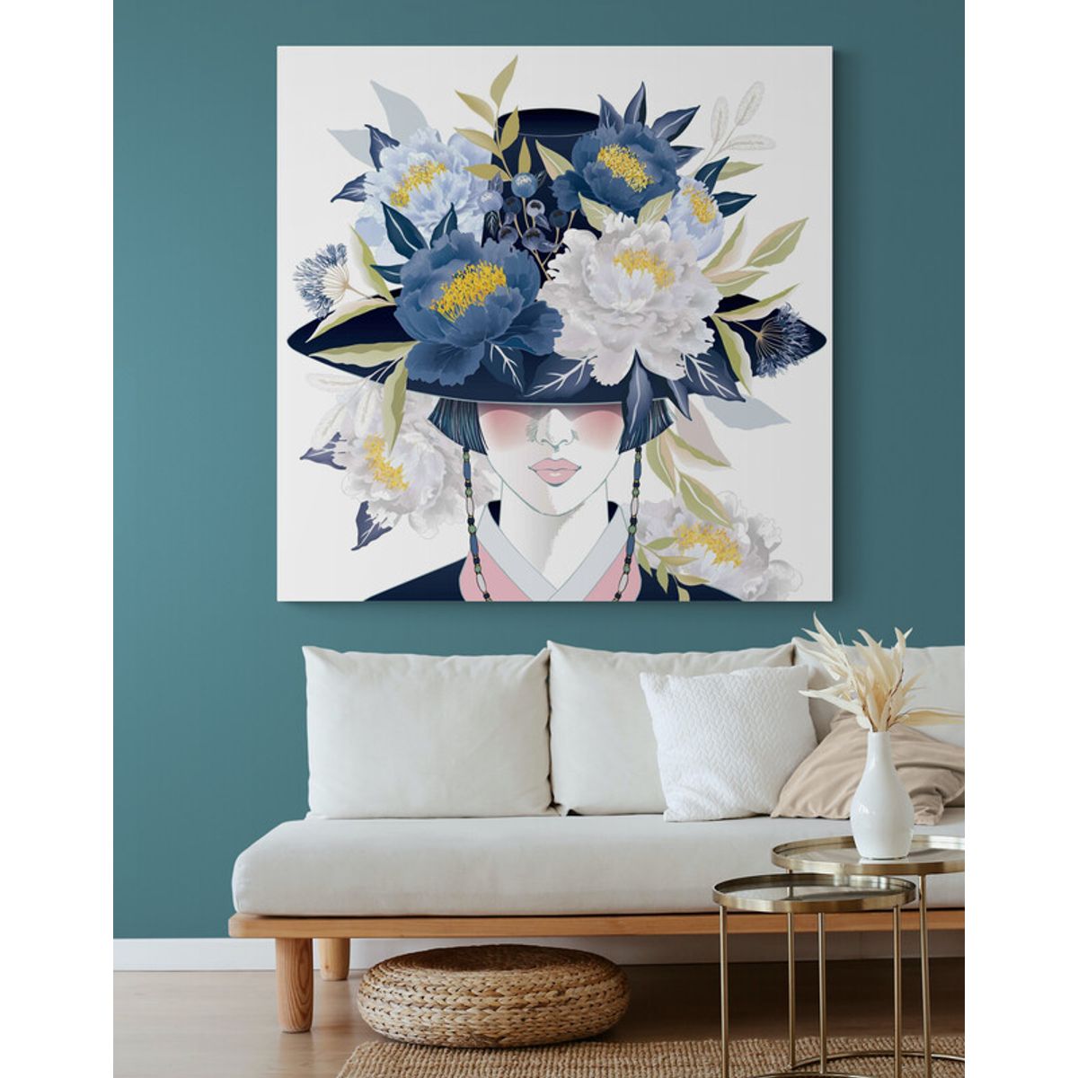 TAYRONA STORE - Cuadro En Lienzo Para La Sala Pintura Mujer 233 90x90cm