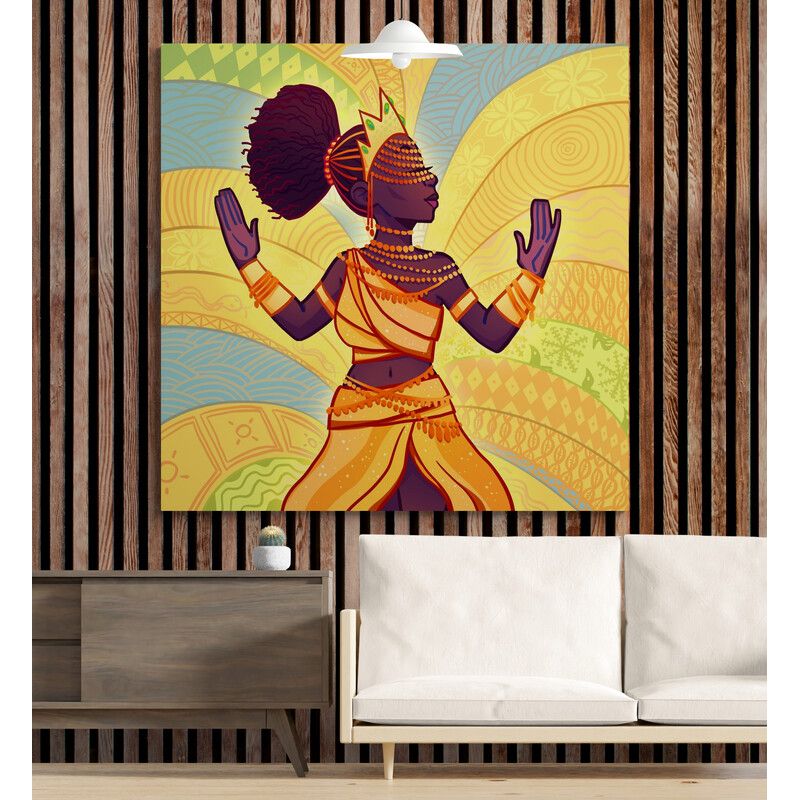 TAYRONA STORE - Cuadro En Lienzo Para La Sala Pintura Mujeres Africanas 020 100x100cm