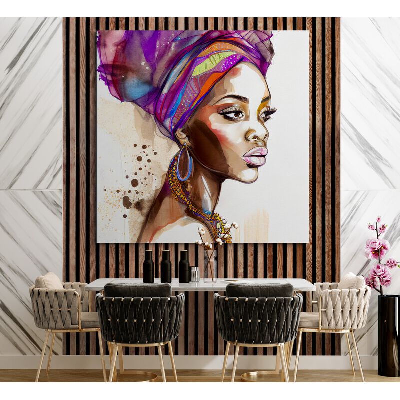 TAYRONA STORE - Cuadro En Lienzo Para La Sala Pintura Mujeres Africanas 042 90x90cm
