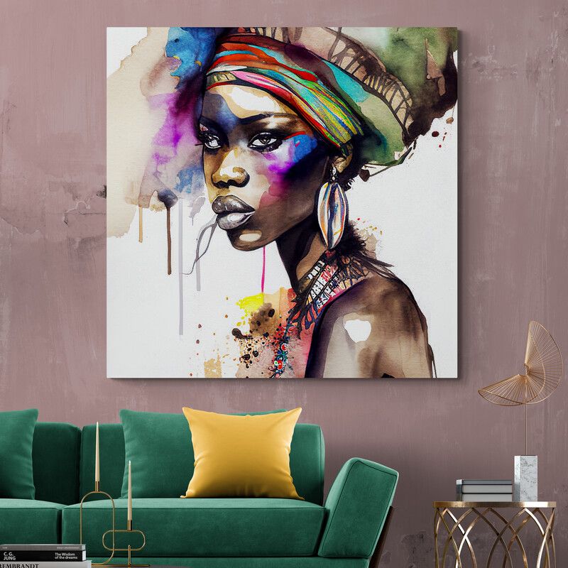 TAYRONA STORE - Cuadro En Lienzo Para La Sala Pintura Mujeres Africanas 043 60x60cm