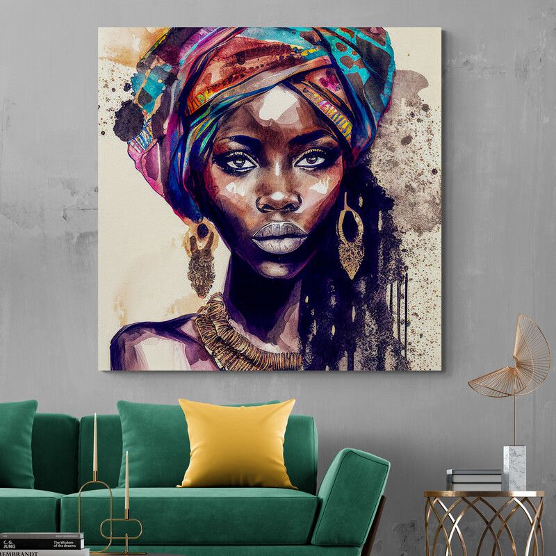 TAYRONA STORE - Cuadro En Lienzo Para La Sala Pintura Mujeres Africanas 044 100x100cm