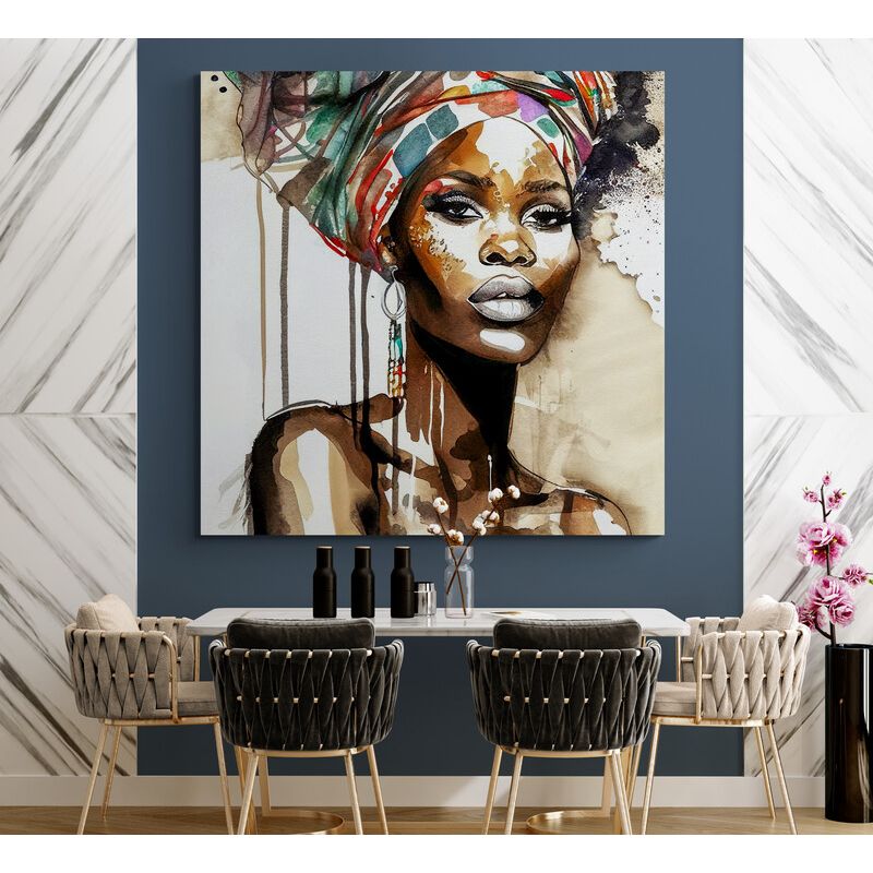 TAYRONA STORE - Cuadro En Lienzo Para La Sala Pintura Mujeres Africanas 045 50x50cm