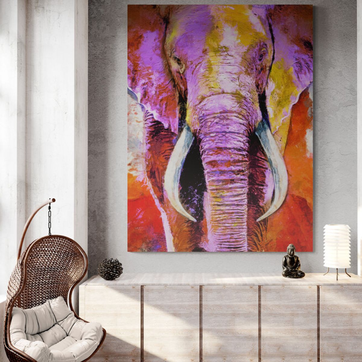 TAYRONA STORE - Cuadro En Lienzo Para La Sala Elefante 037 60x80cm