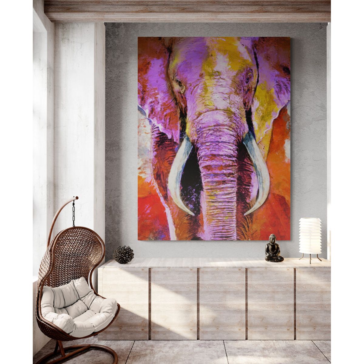 TAYRONA STORE - Cuadro En Lienzo Para La Sala Elefante 037 60x80cm