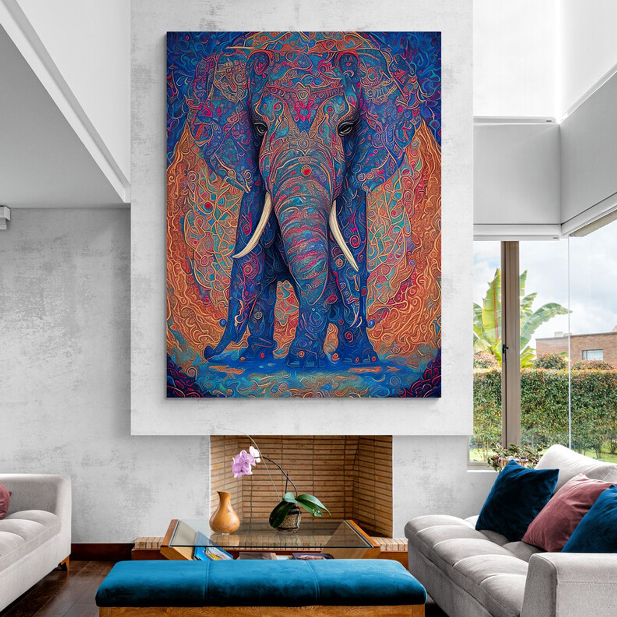 TAYRONA STORE - Cuadro En Lienzo Para La Sala Elefantes 326 60x80cm