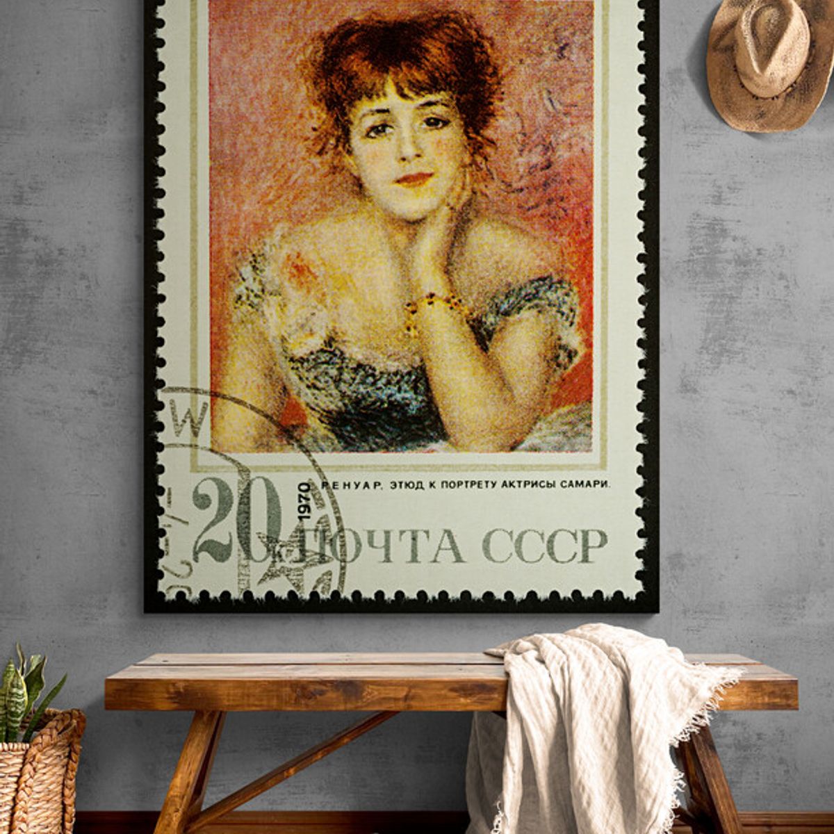 TAYRONA STORE - Cuadro En Lienzo Para La Sala Mujer Estampilla 055 120x160cm