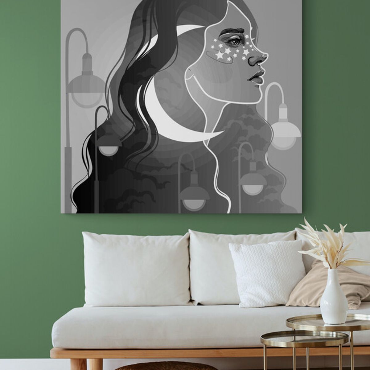 TAYRONA STORE - Cuadro En Lienzo Para La Sala Pintura Mujer 176 100x100cm