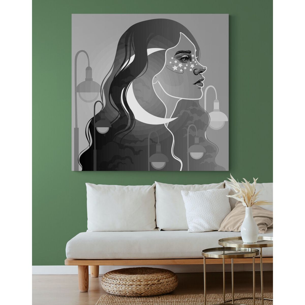 TAYRONA STORE - Cuadro En Lienzo Para La Sala Pintura Mujer 176 100x100cm