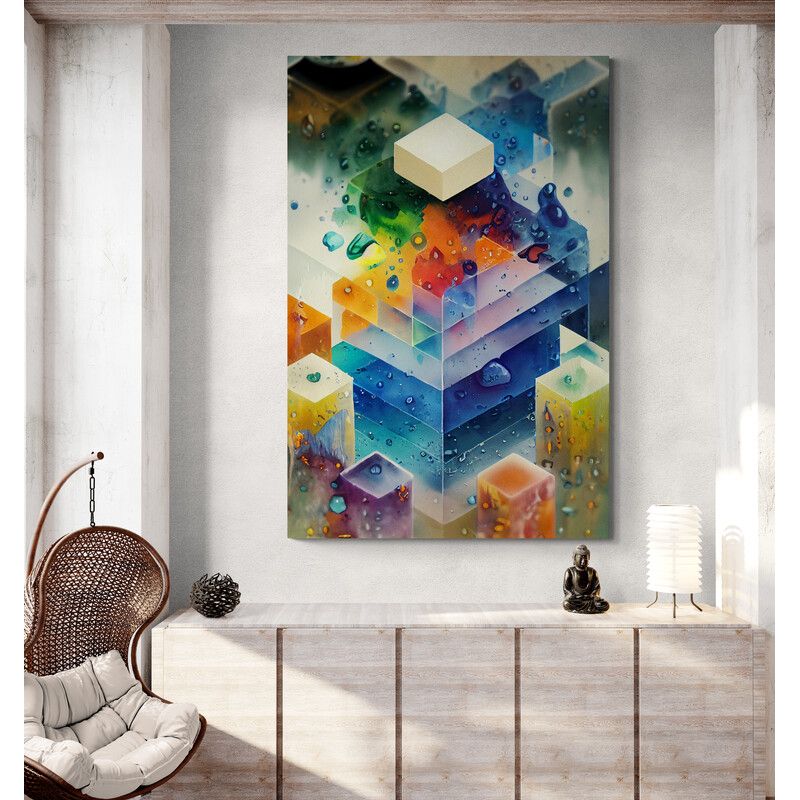 TAYRONA STORE - Cuadro Lienzo Para La Sala Abstracto Colores 304 100x150cm