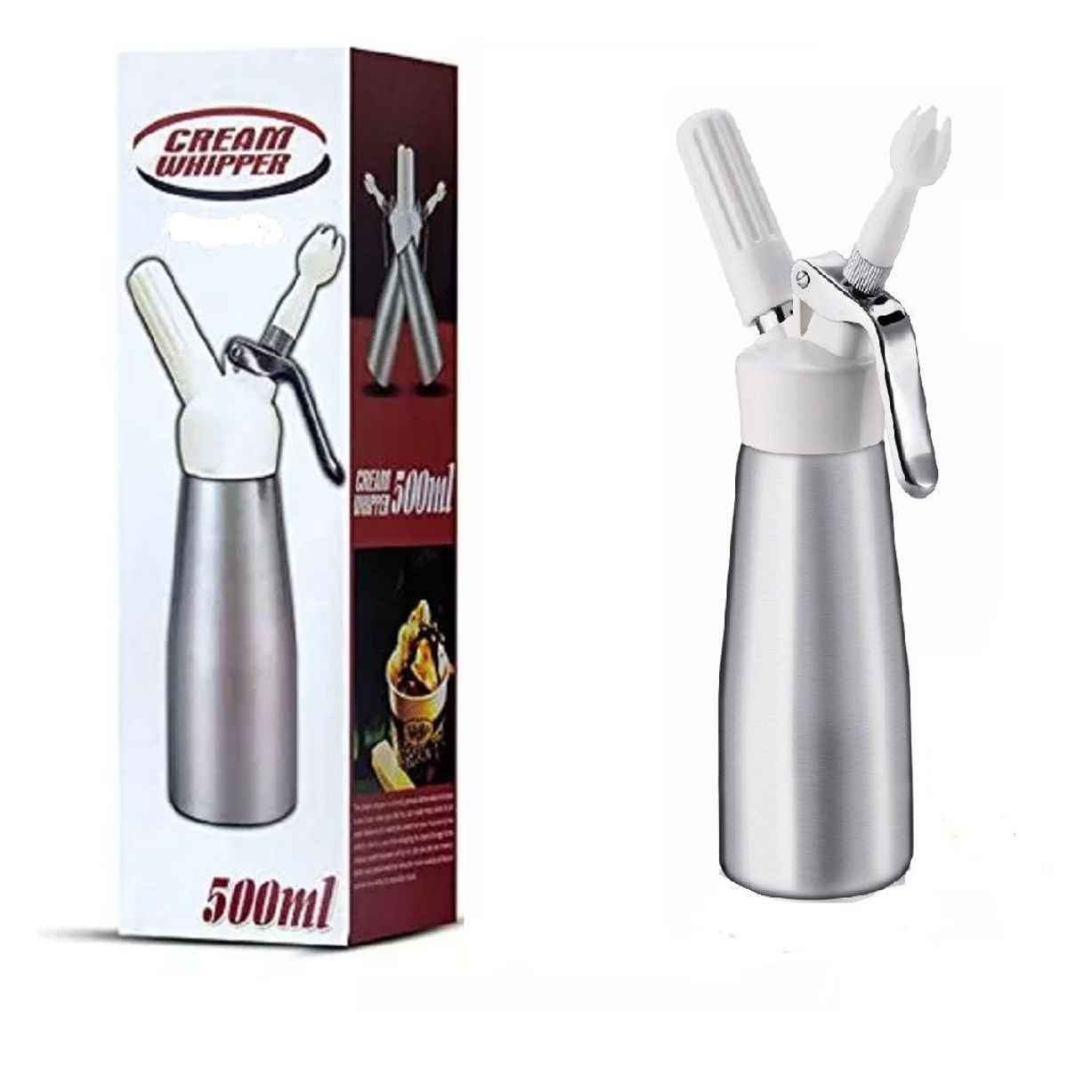 GENERICO - Chantillera Dispensador Crema Chantilly Sifon Acero Inoxidable 500 ml