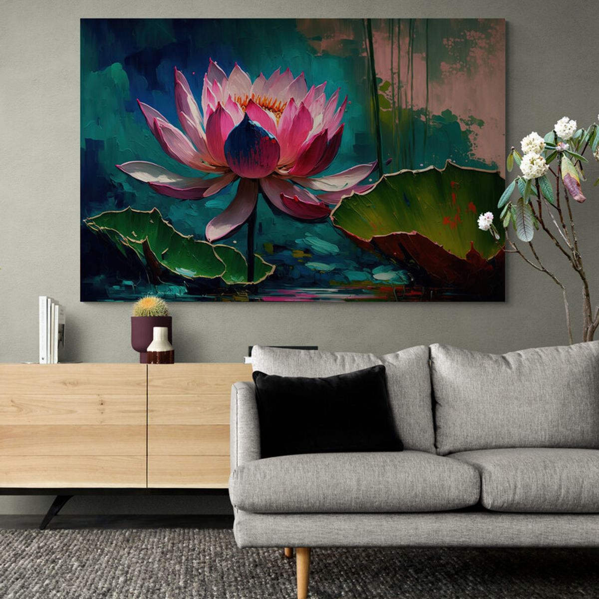 TAYRONA STORE - Cuadro En Lienzo Para La Sala Flor De Loto 094 70x50cm