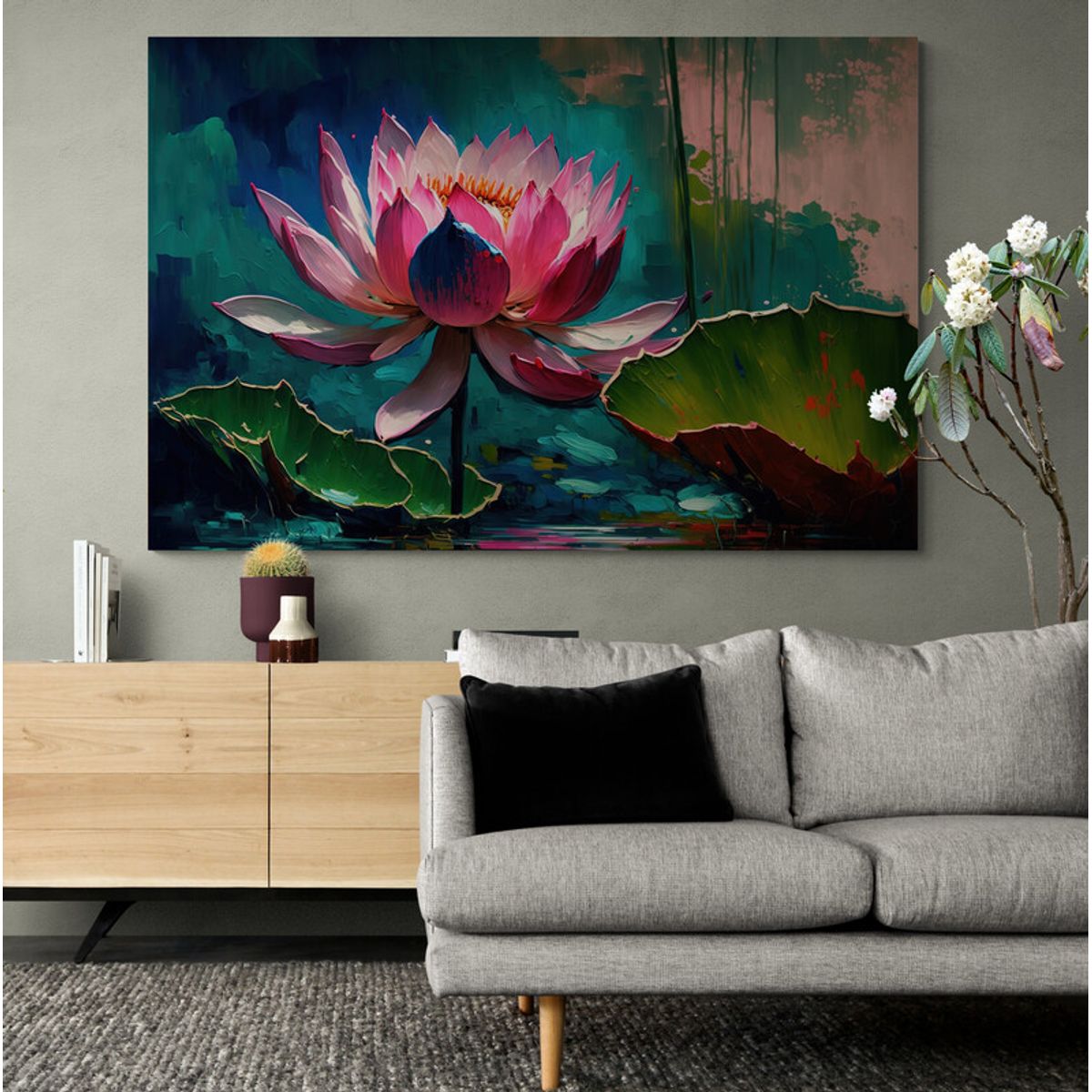 TAYRONA STORE - Cuadro En Lienzo Para La Sala Flor De Loto 094 70x50cm