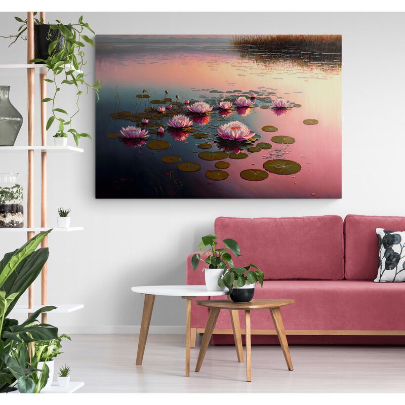 TAYRONA STORE - Cuadro En Lienzo Para La Sala Flor De Loto 096 70x50cm