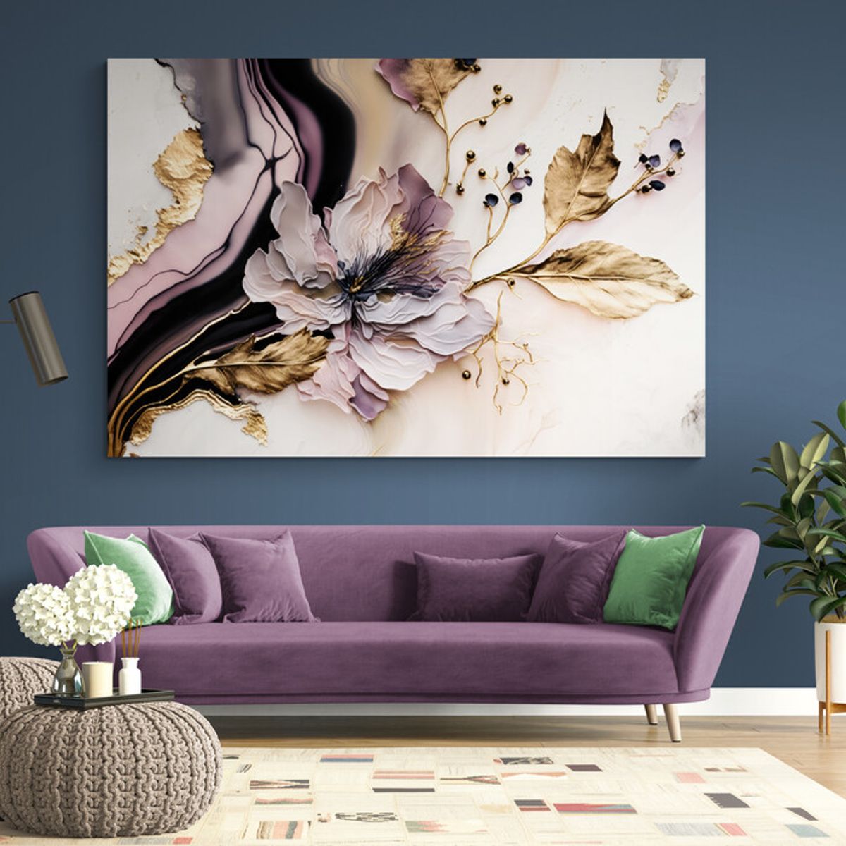 TAYRONA STORE - Cuadro En Lienzo Para La Sala Flores 517 70x50cm