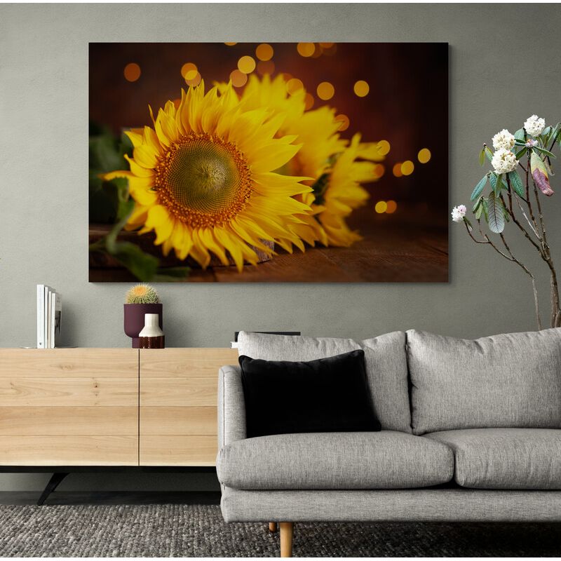 TAYRONA STORE - Cuadro En Lienzo Para La Sala Flores Girasoles 014 50x35cm