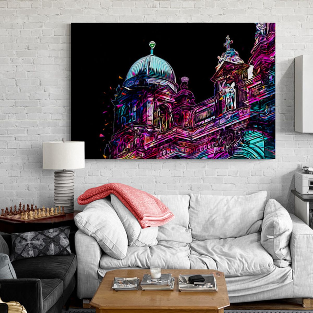TAYRONA STORE - Cuadro En Lienzo Para La Sala Pintura Ciudad 072 70x50cm