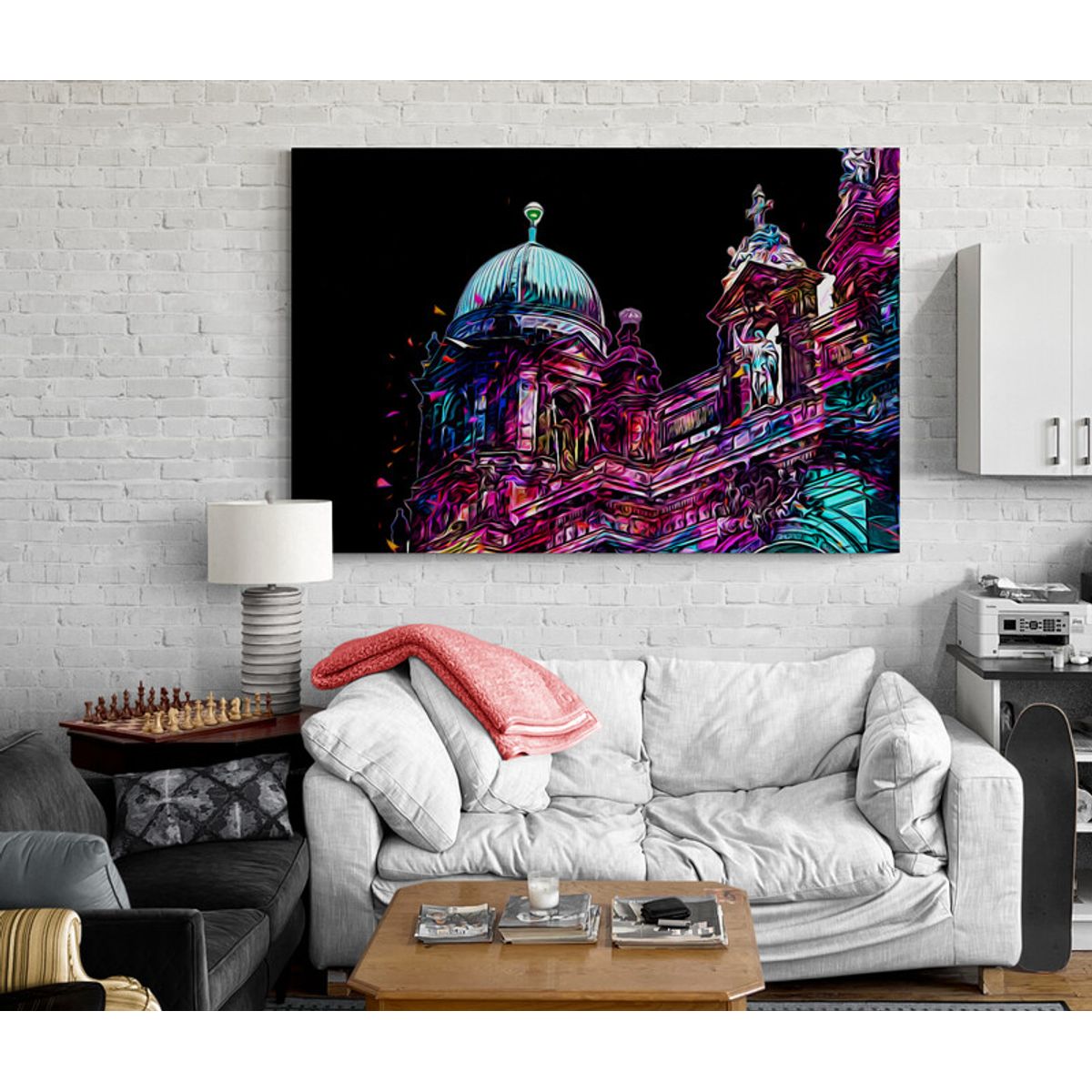 TAYRONA STORE - Cuadro En Lienzo Para La Sala Pintura Ciudad 072 70x50cm
