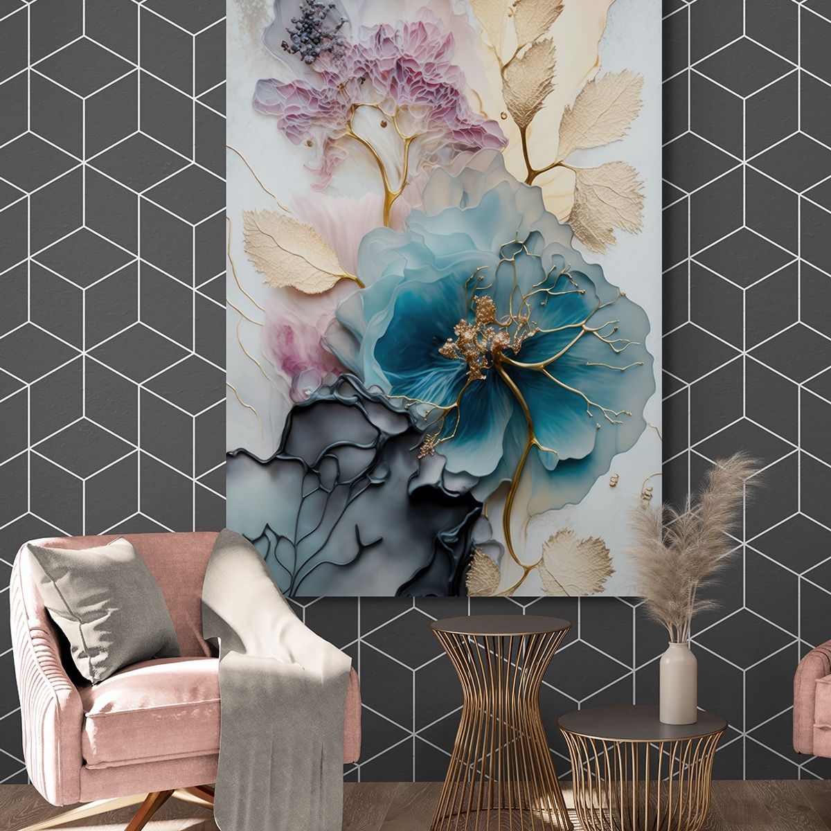 TAYRONA STORE - Cuadro En Lienzo Para La Sala Flores 516 50x70cm