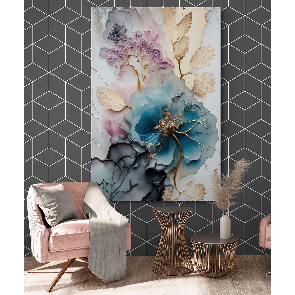TAYRONA STORE - Cuadro En Lienzo Para La Sala Flores 516 50x70cm