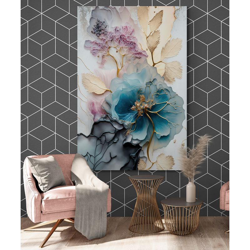 TAYRONA STORE - Cuadro En Lienzo Para La Sala Flores 516 50x70cm