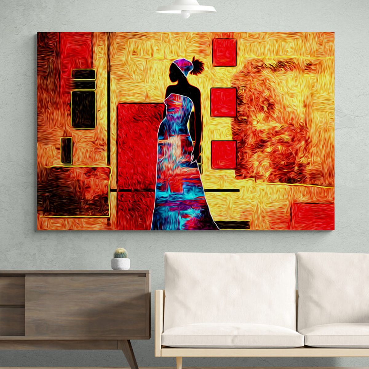 TAYRONA STORE - Cuadro En Lienzo Para La Sala Pintura Mujeres Africanas 001 70x50cm