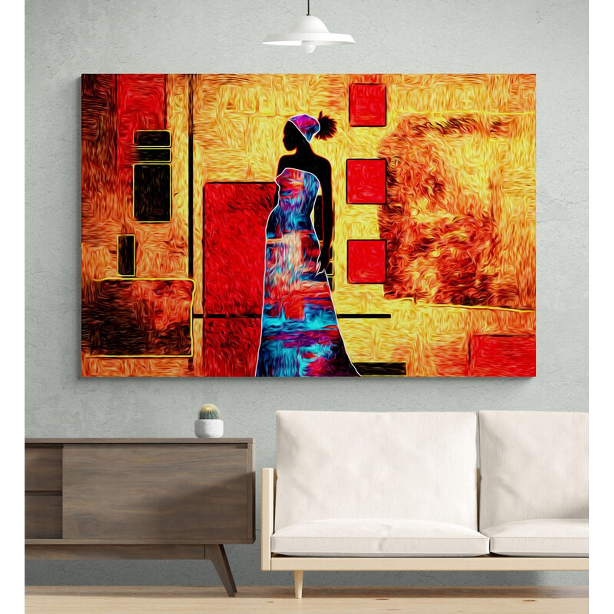 TAYRONA STORE - Cuadro En Lienzo Para La Sala Pintura Mujeres Africanas 001 70x50cm