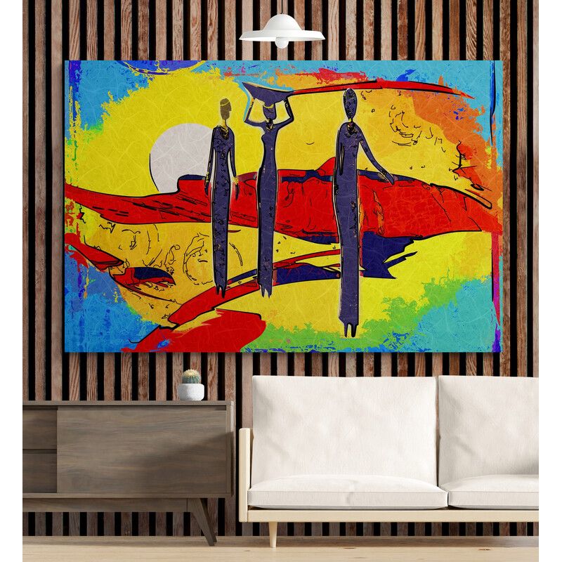TAYRONA STORE - Cuadro En Lienzo Para La Sala Pintura Mujeres Africanas 005 50x35cm