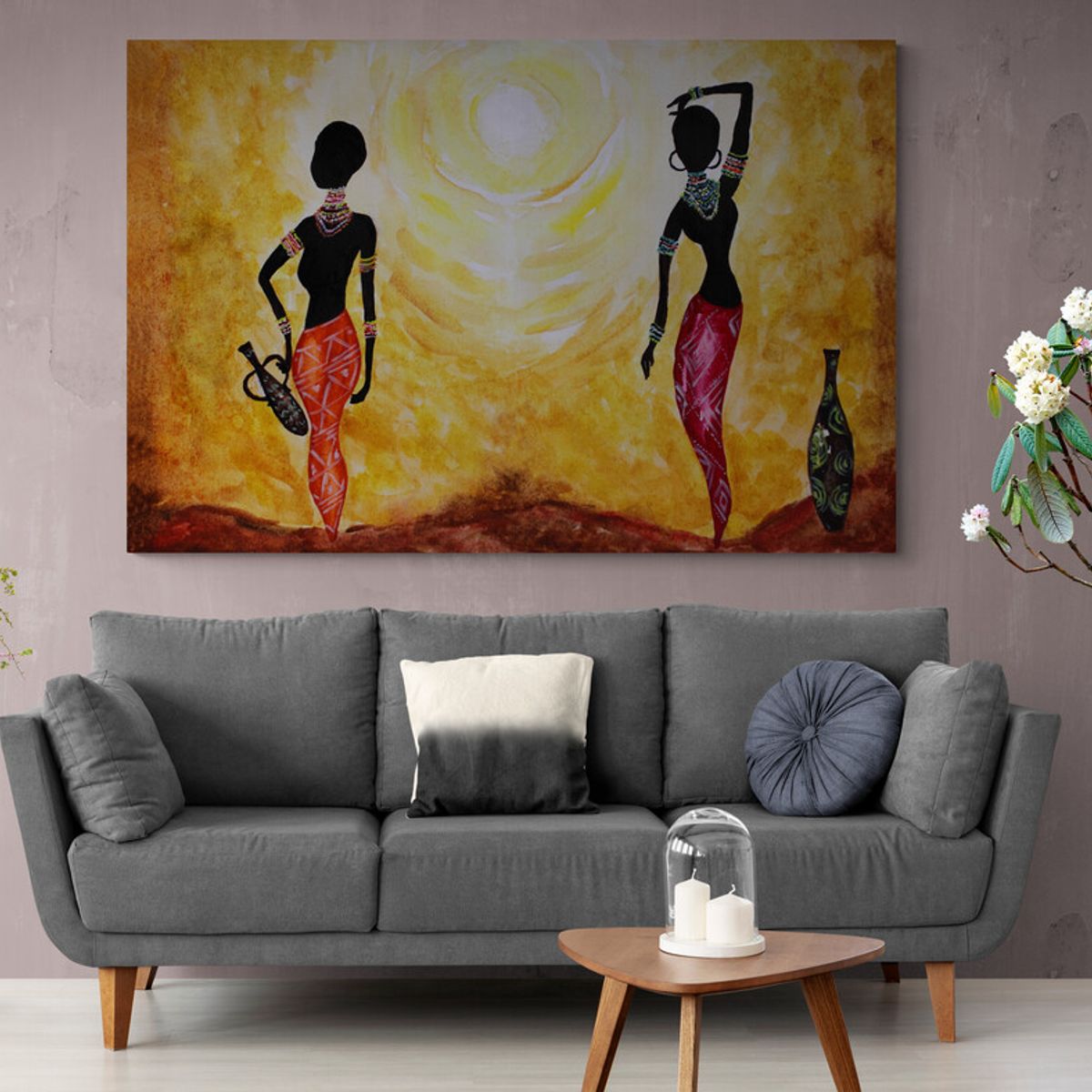 TAYRONA STORE - Cuadro En Lienzo Para La Sala Pintura Mujeres Africanas 010 70x50cm