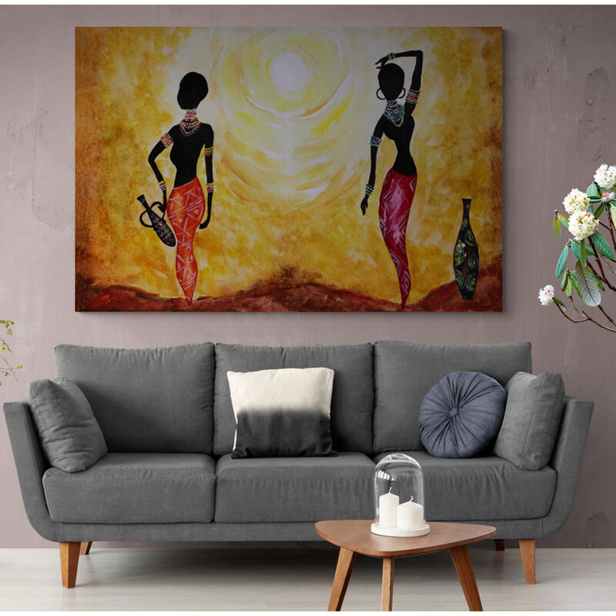 TAYRONA STORE - Cuadro En Lienzo Para La Sala Pintura Mujeres Africanas 010 70x50cm