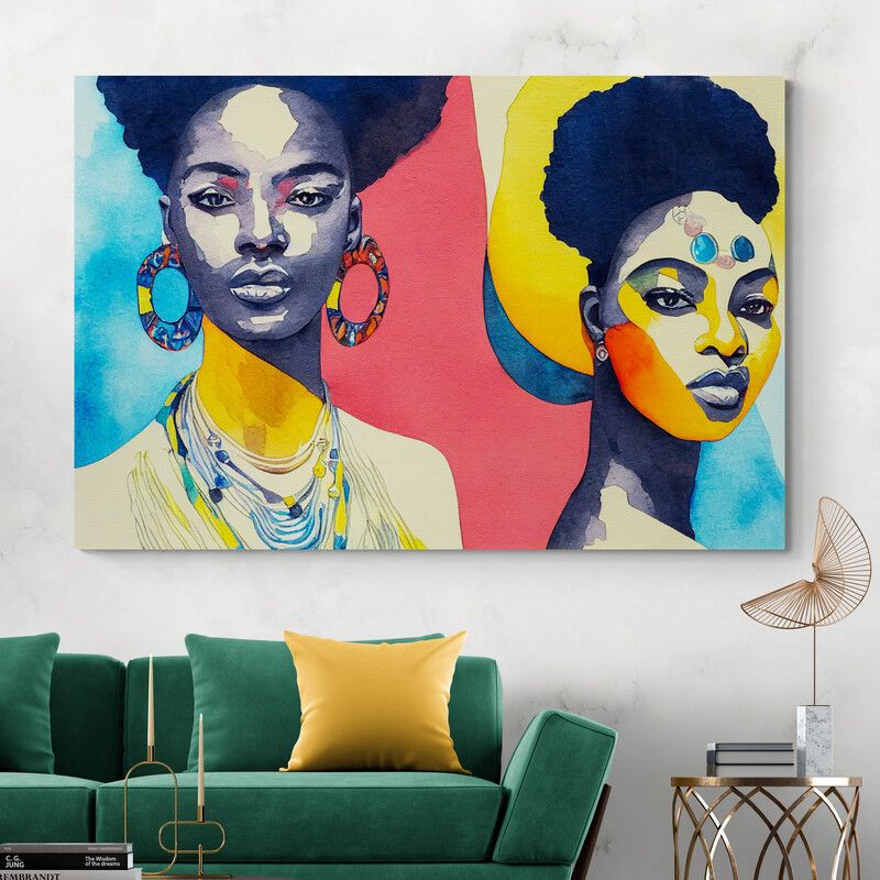 TAYRONA STORE - Cuadro En Lienzo Para La Sala Pintura Mujeres Africanas 046 70x50cm