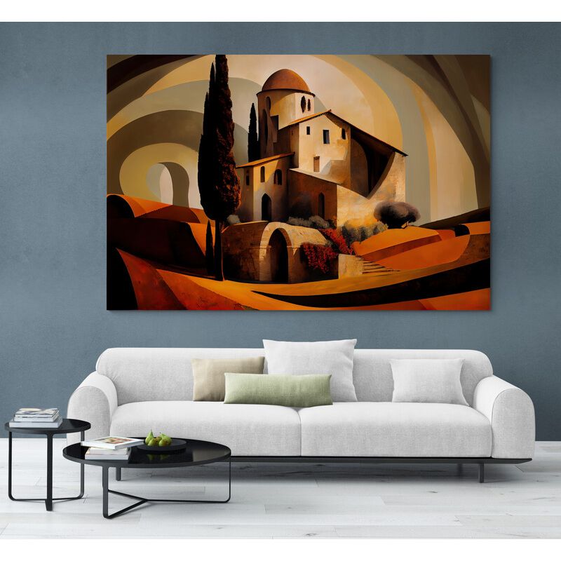 TAYRONA STORE - Cuadro En Lienzo Para La Sala Pintura Pueblo 006 70x50cm