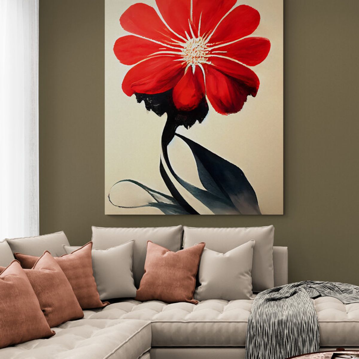 TAYRONA STORE - Cuadro En Lienzo Para La Sala Flores 462 120x160cm