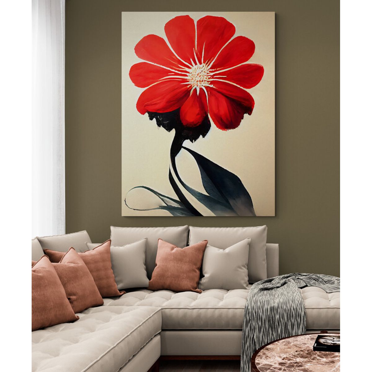 TAYRONA STORE - Cuadro En Lienzo Para La Sala Flores 462 75x100cm