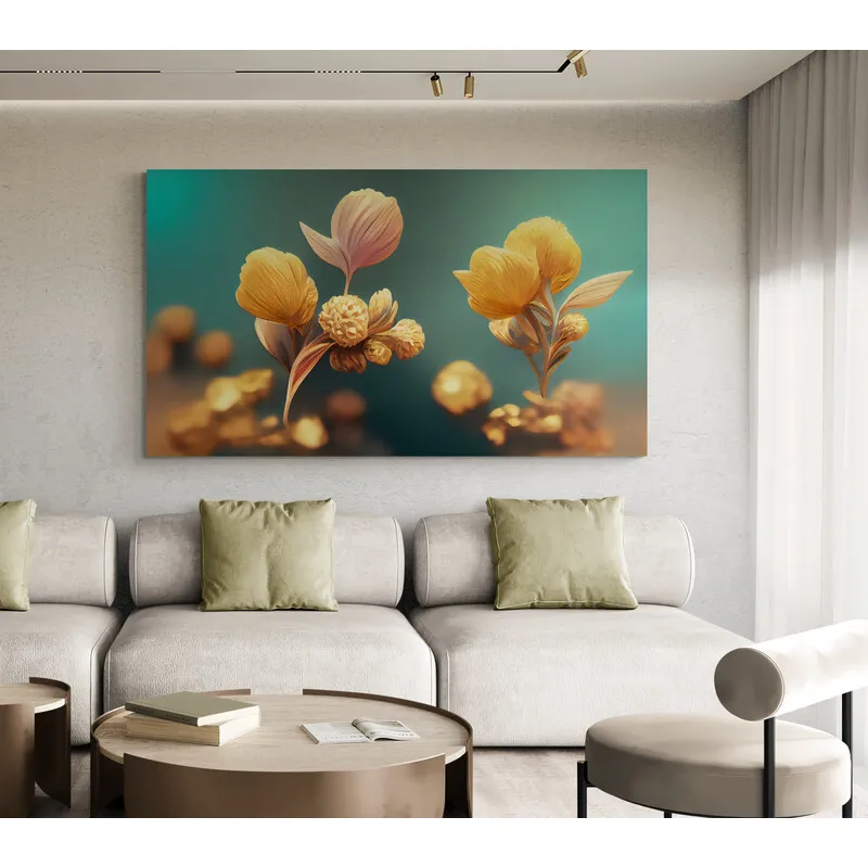 TAYRONA STORE - Cuadro En Lienzo Para La Sala Flores 476 75x40cm