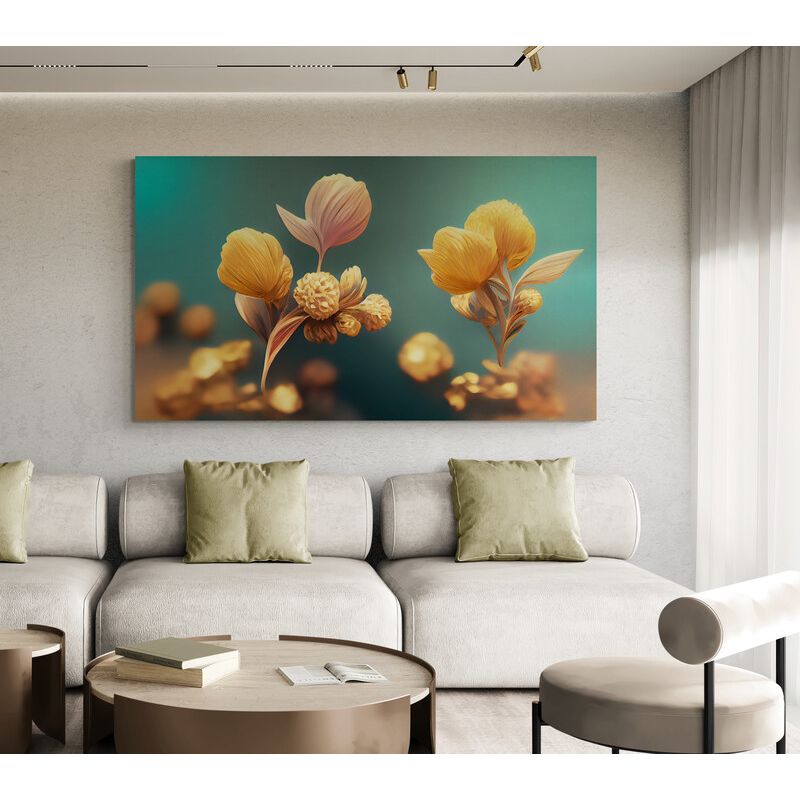 TAYRONA STORE - Cuadro En Lienzo Para La Sala Flores 476 150x80cm